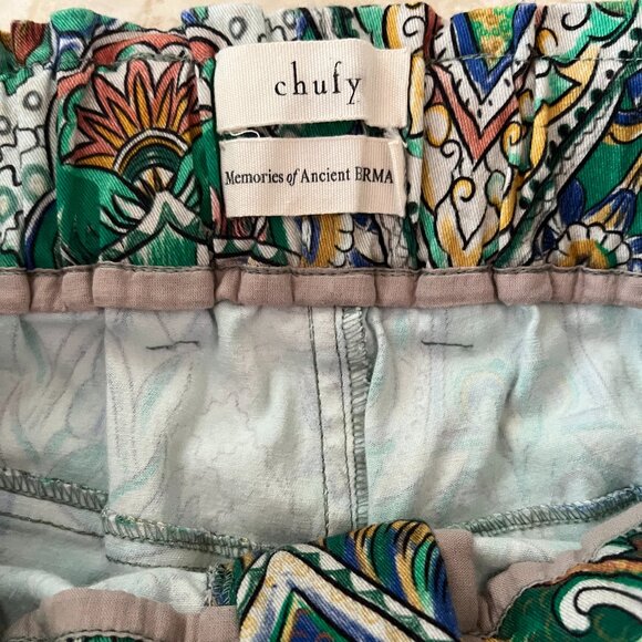 Chufy Sz XS Memories of Ancient Burma Print High Waisted Belted Shorts - Picture 6 of 7